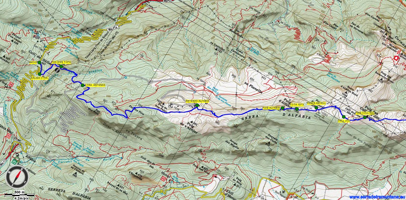 Mapa de la primera parte de la ruta