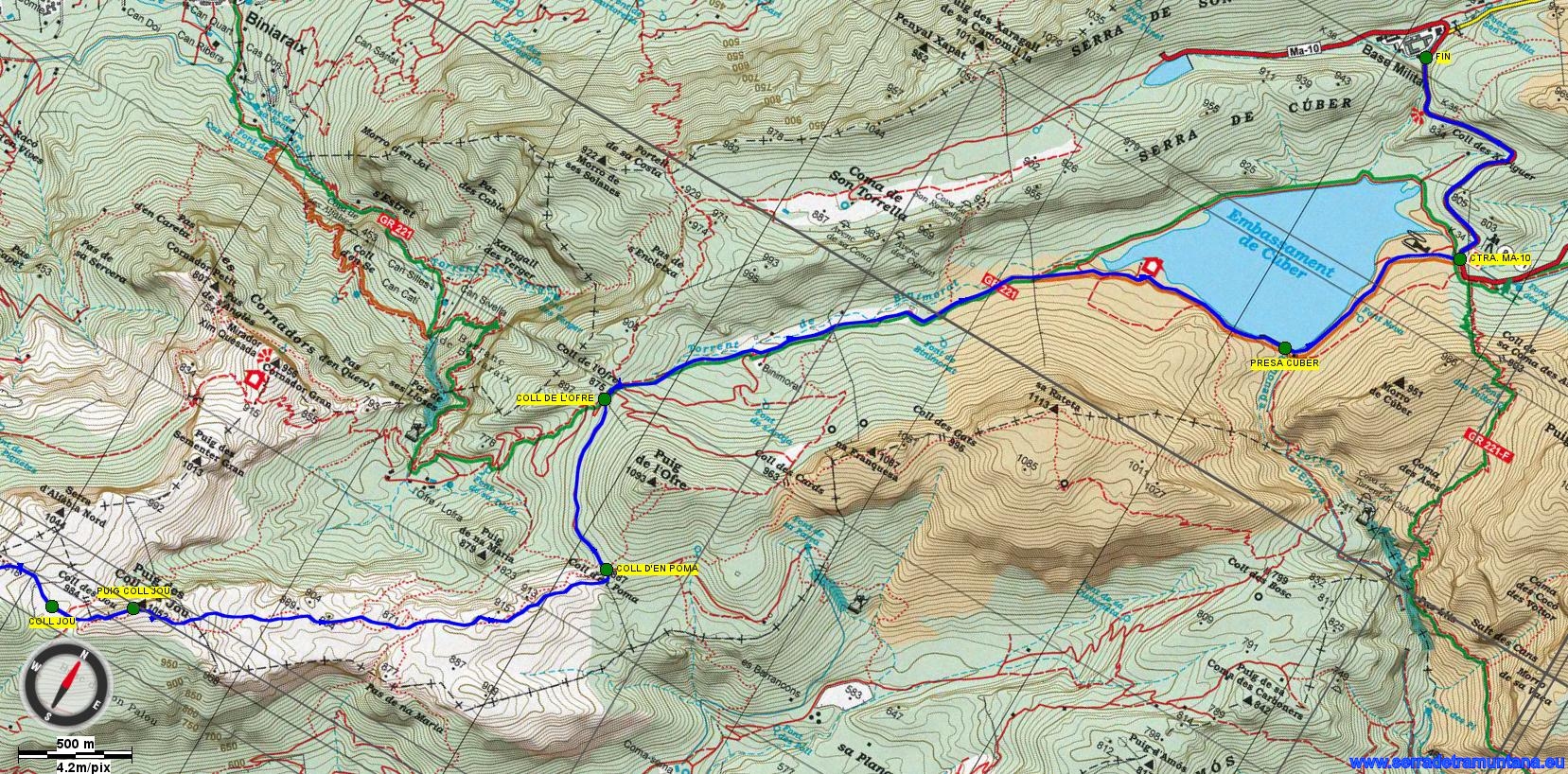 Mapa de la segunda parte de la ruta