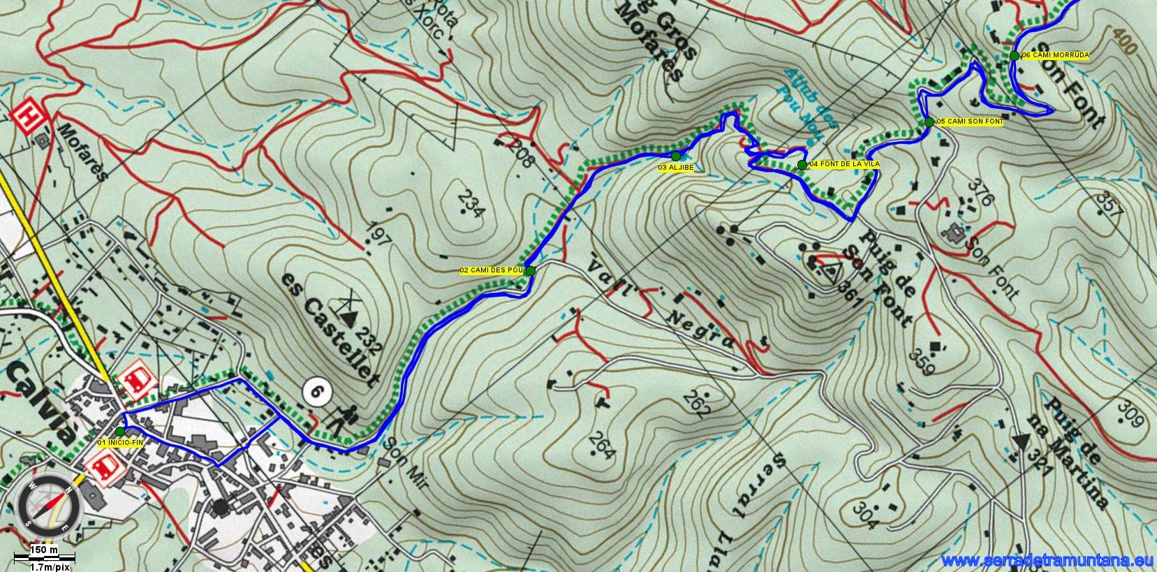 Recorte del mapa de Alpina de la primera parte del recorrido