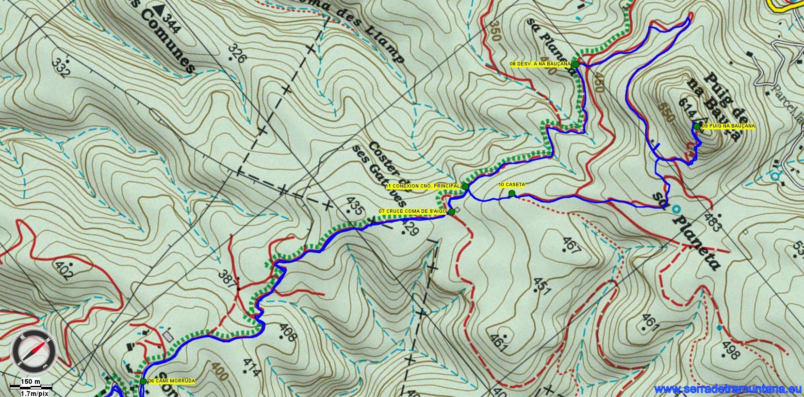Recorte del mapa de Alpina de la segunda parte del recorrido