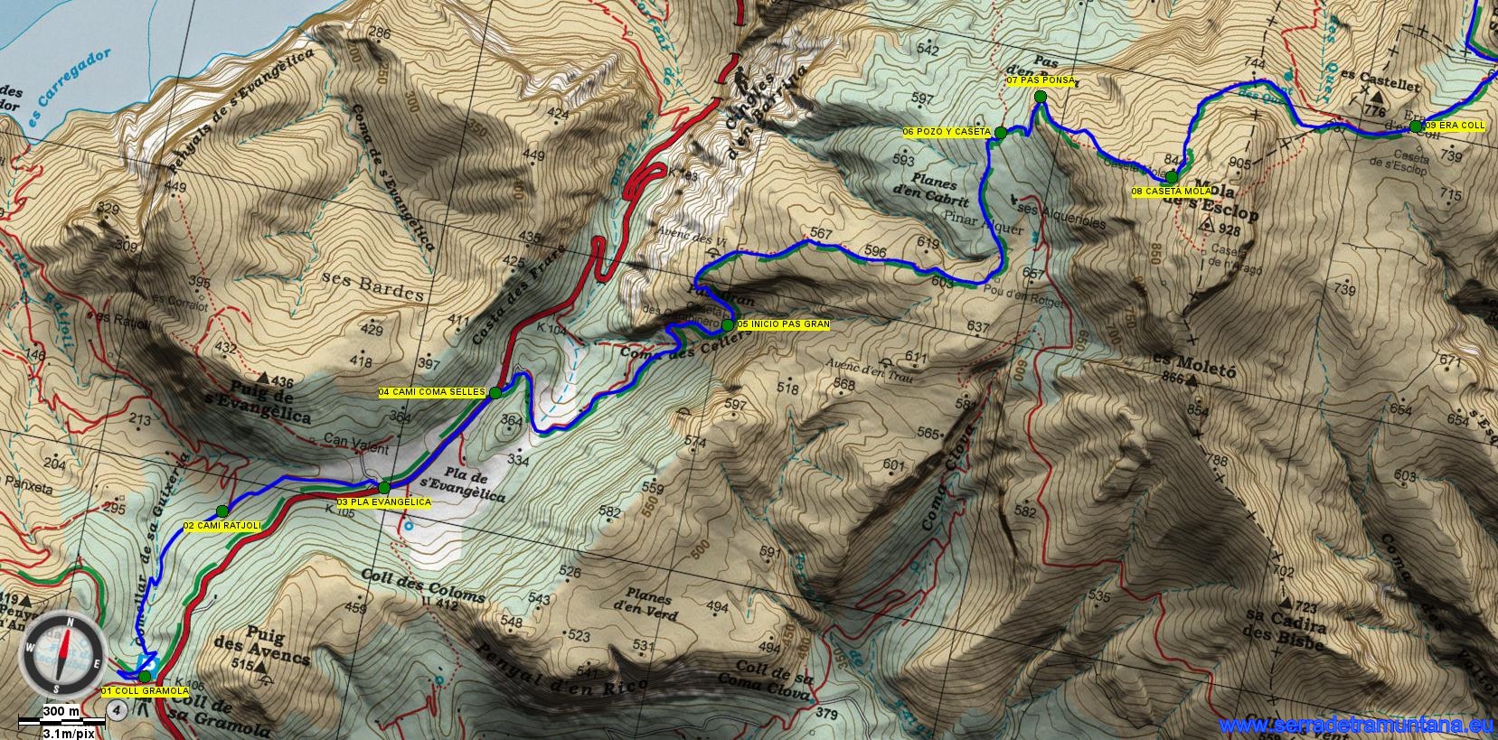 Mapa de la primera mitad de la ruta