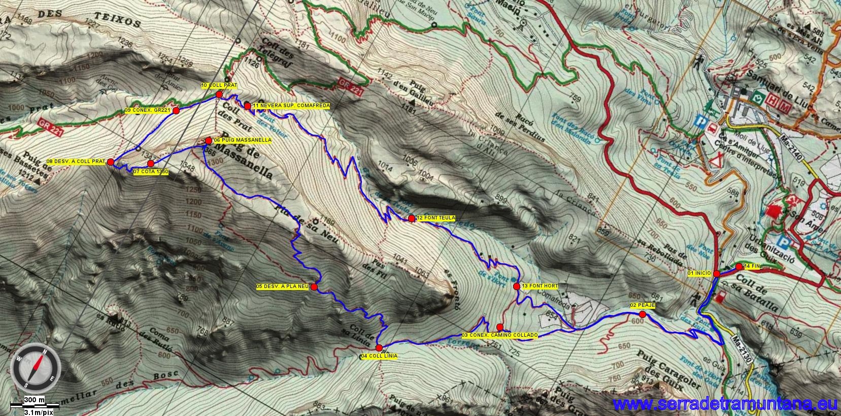 Recorte del mapa de Alpina con la ruta realizada